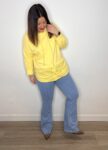 jeans flare botones bolsillos denim elastico mujer