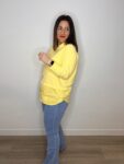 jeans flare botones bolsillos denim elastico mujer