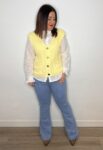 jeans flare botones bolsillos denim elastico mujer