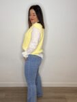 jeans flare botones bolsillos denim elastico mujer