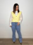 jeans flare botones bolsillos denim elastico mujer