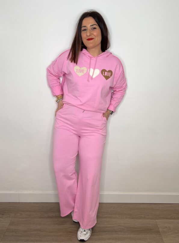 sudadera algodon live love rosa algodon
