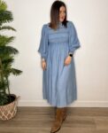 vestido largo mujer moda nido abeja