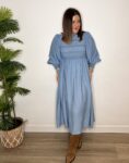 vestido largo mujer moda nido abeja