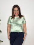 camiseta algodón rayas bordados moda mujer
