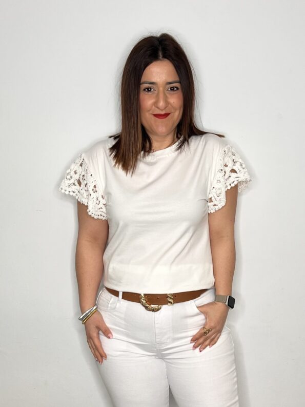 camiseta algodon crochet mujer moda