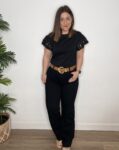 moda  mujer camiseta crochet negro mujer