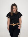 moda  mujer camiseta crochet negro mujer
