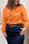 fala denim larga bajo desflecado moda mujer 42 44