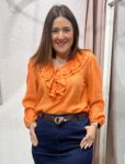 fala denim larga bajo desflecado moda mujer 42 44