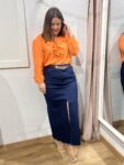 fala denim larga bajo desflecado moda mujer 42 44