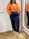 fala denim larga bajo desflecado moda mujer 42 44