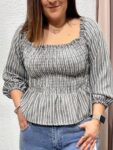 top nido abeja manga abullonada cayetana mujer moda