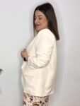 blazer sastre manga fruncida mantequilla amarillo moda mujer americana crema beige
