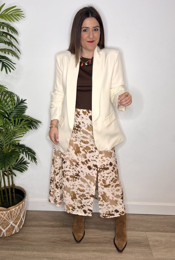blazer sastre manga fruncida mantequilla amarillo moda mujer americana crema beige