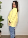 blazer sastre manga fruncida mantequilla amarillo moda mujer americana