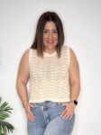 top punto calado y ondas crochet moda mujer verano