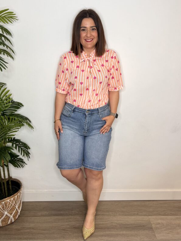 blusa rayas y corazones blanca