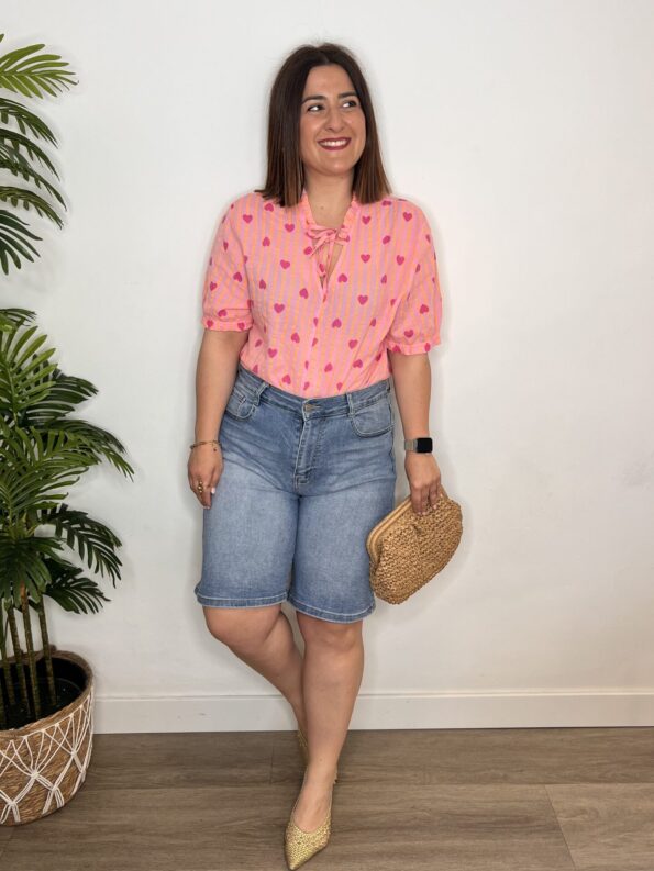 bermuda denim capri tiro alto