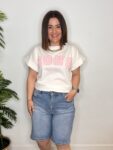 camiseta soho letras rosa
