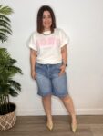 camiseta soho letras rosa