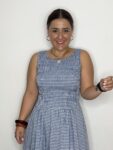 vestido midi vichy nido de abeja azul