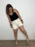 short denim crema blanco moda mujer joven teen