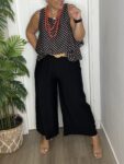 negro palazzo cinturon rafia pantalon verano moda mujer