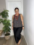 negro palazzo cinturon rafia pantalon verano moda mujer