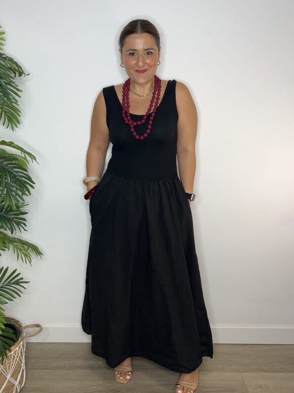 vestido largo algodón tirante ancho canalé PAULA tendencias moda mujer verano