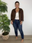 bomber marrón chocolate moda mujer otoño 2025
