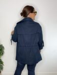 Sahariana azul marino gabardina chaqueta safari moda mujer