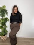 pantalon traje pinza con cinturón mujer oficina joven tendencia moda