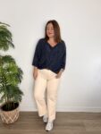 jeans recto tobillero color crema petit moda mujer joven
