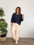 jeans recto tobillero color crema petit moda mujer joven