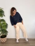 jeans recto tobillero color crema petit moda mujer joven
