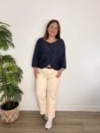 jeans recto tobillero color crema petit moda mujer joven