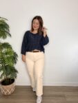 jeans recto tobillero color crema petit moda mujer joven