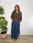 falda denim larga vuelo moda mujer joven tendencias