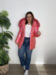plumas metalizado pelo moda mujer tendencia invierno abrigos