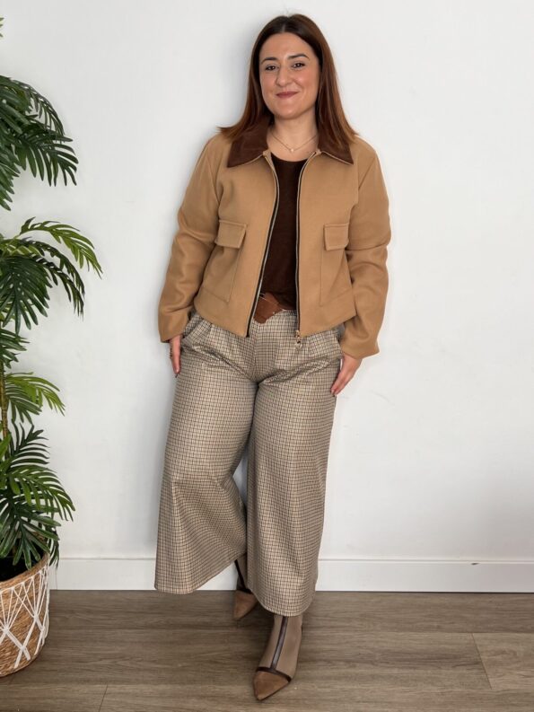 Chaqueta paño con cuello de micropana tendencia moda mujer