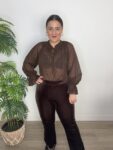 flare terciopelo marrón moda mujer tendencias fiesta navidad