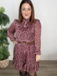 vestido gasa floral granate fiesta moda mujer navidad
