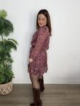 vestido gasa floral granate fiesta moda mujer navidad