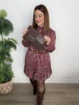 vestido gasa floral granate fiesta moda mujer navidad