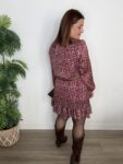 vestido gasa floral granate fiesta moda mujer navidad