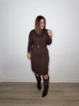 vestido punto cuello vuelto mujer 42 44 moda tendencia marrón chocolATE