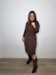vestido punto cuello vuelto mujer 42 44 moda tendencia marrón chocolATE