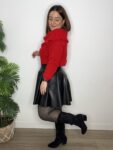Jersey hombros al aire mujer moda navidad rojo