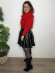 Jersey hombros al aire mujer moda navidad rojo